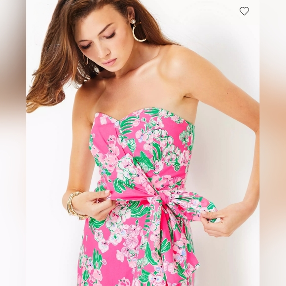 Lilly Pulitzer NWT Stela Strapless Stretch Bow Dress Roxie Pink Worth A Look - Picture 4 of 9